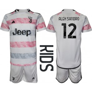 Juventus Alex Sandro #12 Koszulka Wyjazdowych Dziecięca 2023-24 Krótki Rękaw (+ Krótkie spodenki)